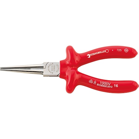 VDE Round Nose Plier, Long L.160 Mm Head Chrome Plated Handles Dip-coated Insulation